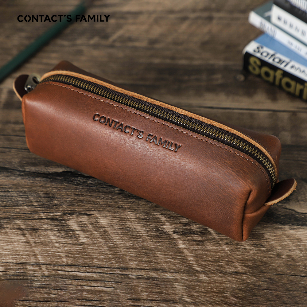 Stationery Supplies Business - Retro Leather Pencil Case High Capacity
