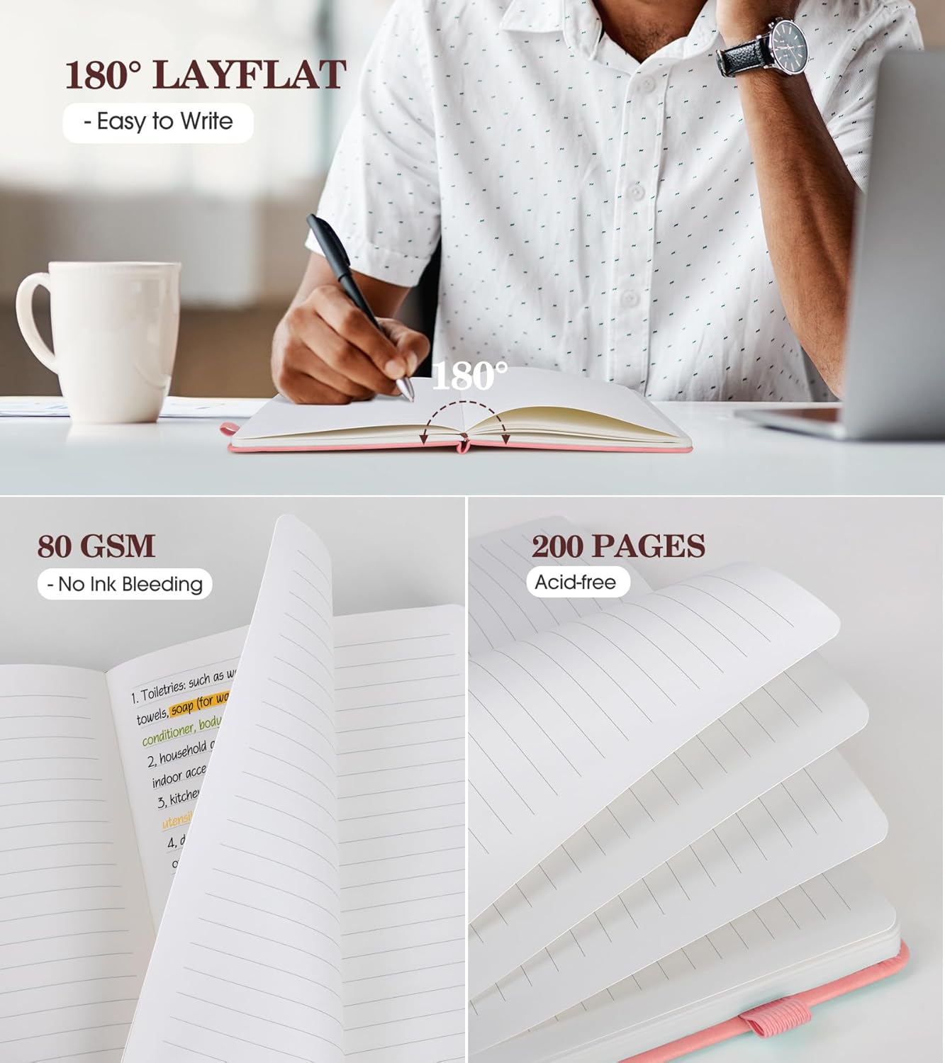 A5 Pink Hardcover Leather Jour - Journal Leather Hardcover บทวิจารณ์และราคา