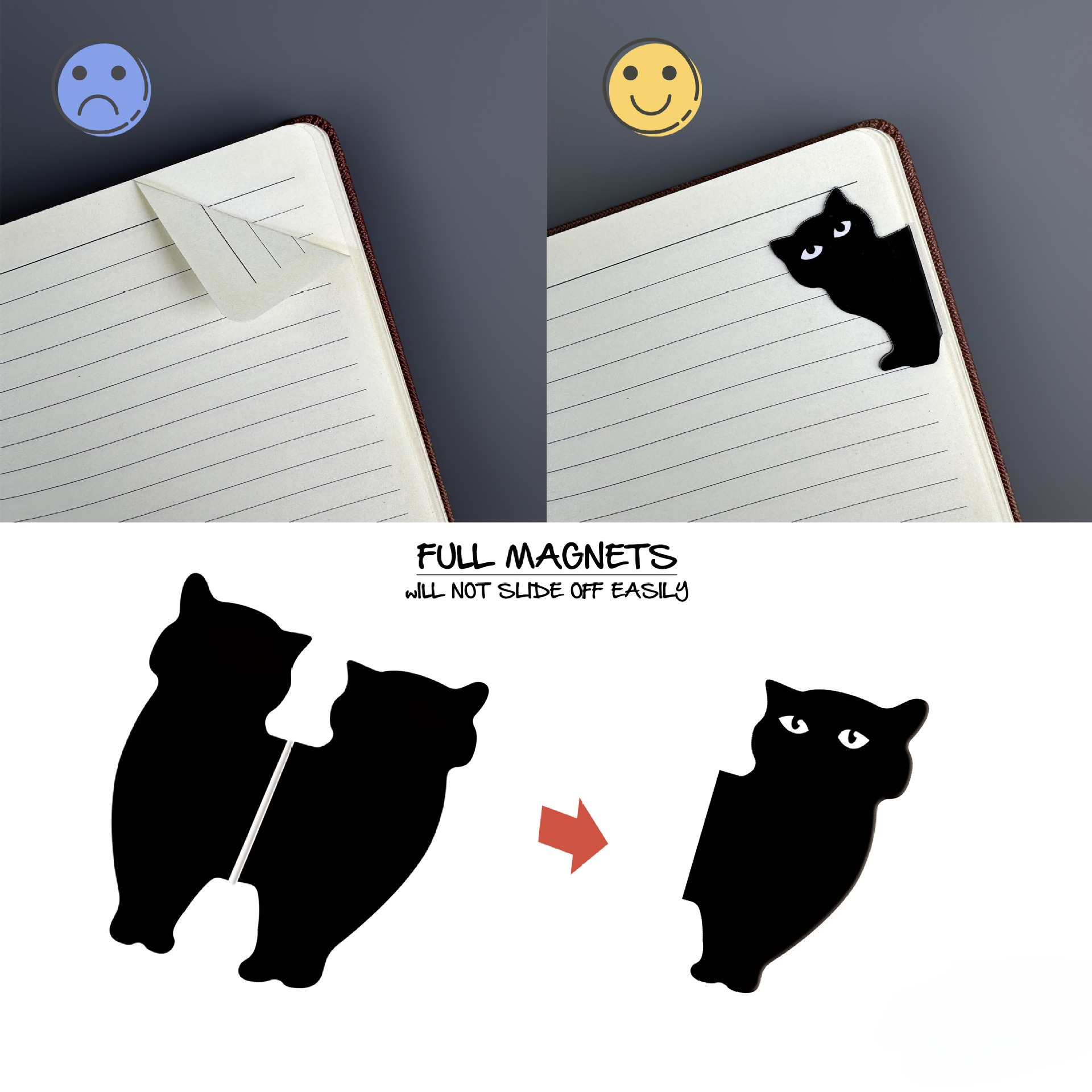 Cute Black Cat Magnetic Bookma - Bookmark Magnetic Clip บทวิจารณ์และราคา