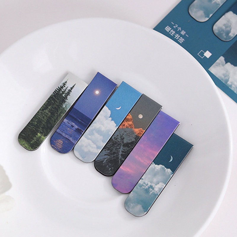 2Pcs Landscape Themed Magnetic - Bookmark Magnetic Clip บทวิจารณ์และราคา