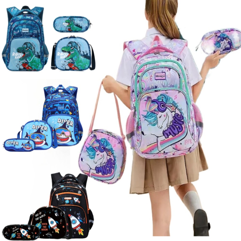 3PCS Kids Backpack Set Unicorn - Pencil Case Large บทวิจารณ์และราคา