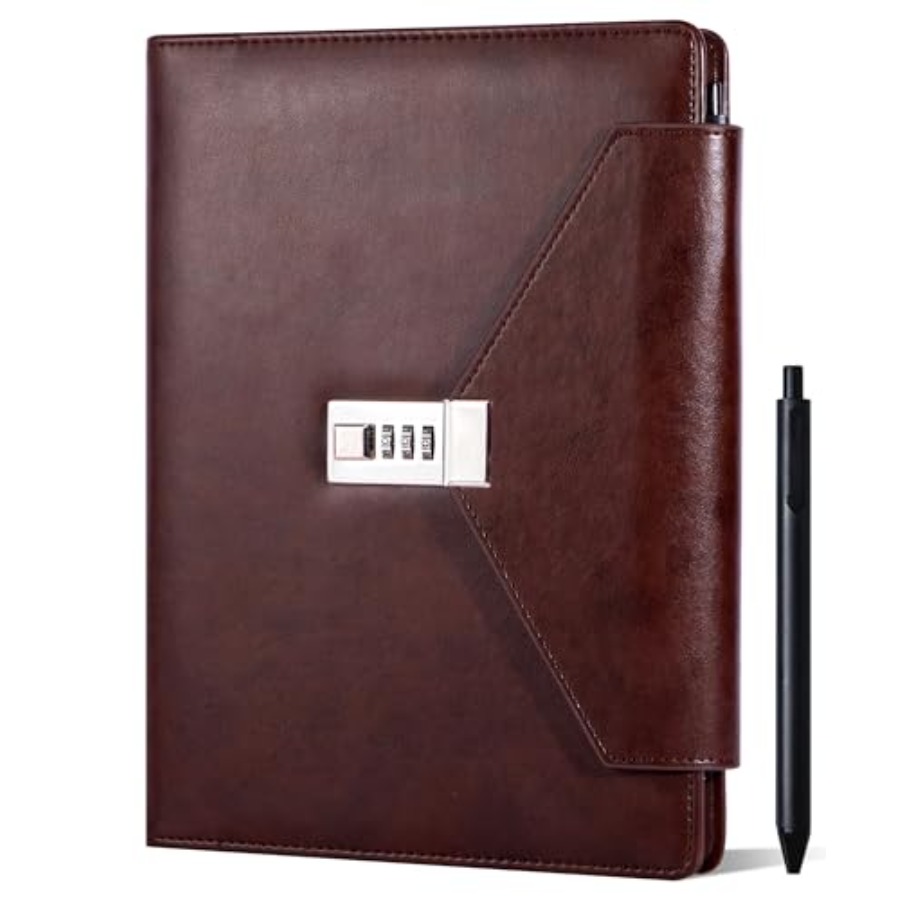Large Notebook Diary with Lock - Journal Leather Hardcover บทวิจารณ์และราคา