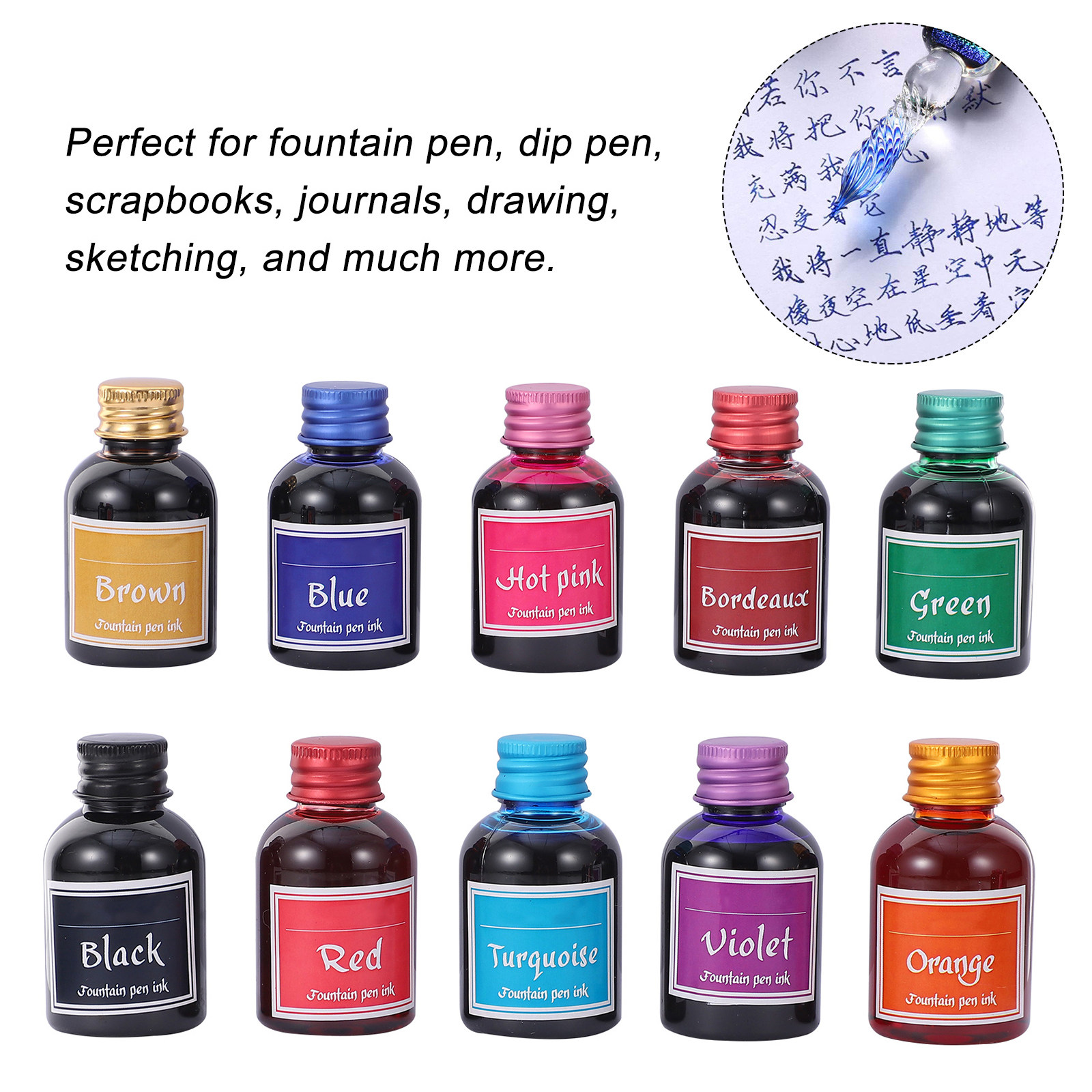 10 Bottles Fast-Drying Calligr - Calligraphy Ink Bottle บทวิจารณ์และราคา