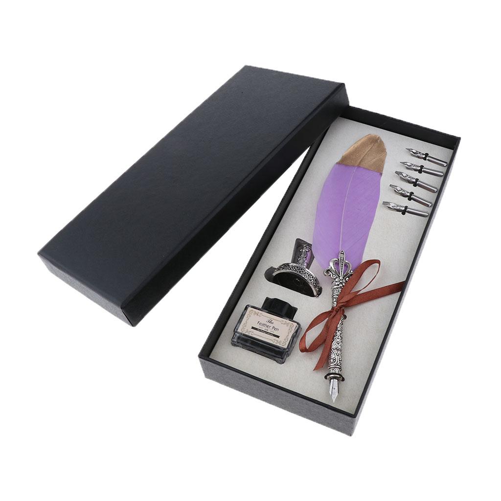 Antique Fountain Pen Feather Q - Calligraphy Ink Bottle บทวิจารณ์และราคา