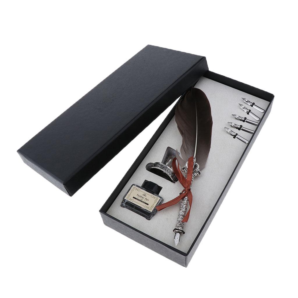 Antique Fountain Pen Feather Q - Calligraphy Ink Bottle บทวิจารณ์และราคา
