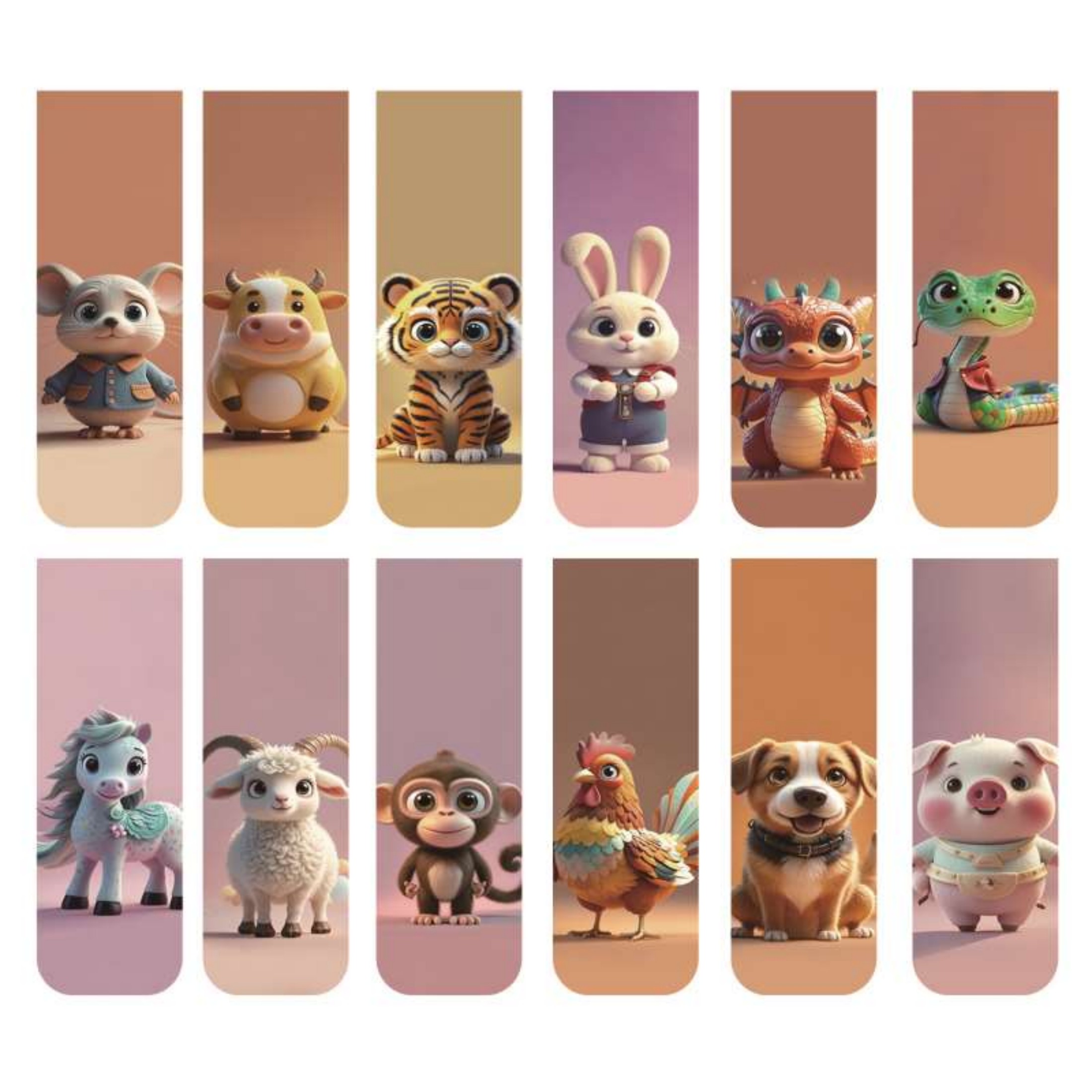 12pcs Adorable Twelve Animal M - Bookmark Magnetic Clip บทวิจารณ์และราคา