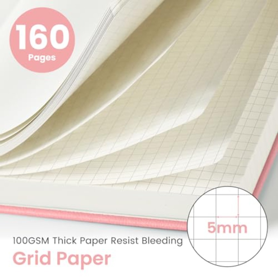 A5 Graph Journal Notebook for  - Journal Leather Hardcover บทวิจารณ์และราคา