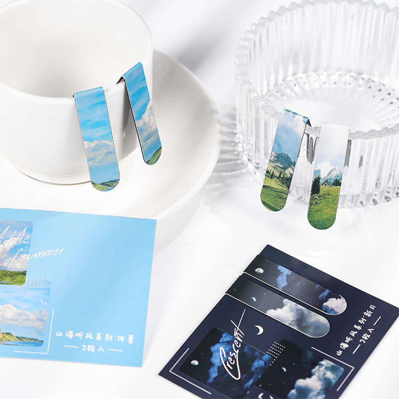 2 Pcs/set Beautiful Scenery Ma - Bookmark Magnetic Clip บทวิจารณ์และราคา