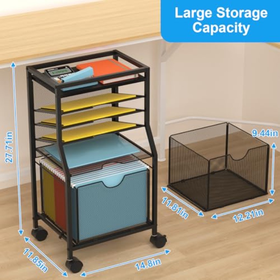 Rolling File Cart 6-Tier Desk  - File Folder Hanging บทวิจารณ์และราคา